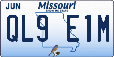 MO license plate QL9E1M