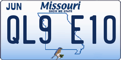MO license plate QL9E1O