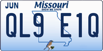 MO license plate QL9E1Q