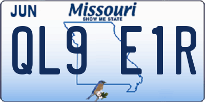 MO license plate QL9E1R