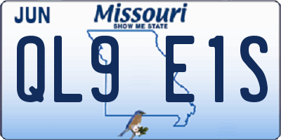 MO license plate QL9E1S