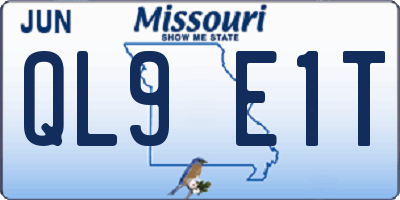 MO license plate QL9E1T