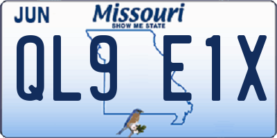 MO license plate QL9E1X