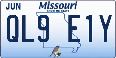 MO license plate QL9E1Y