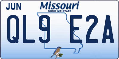MO license plate QL9E2A