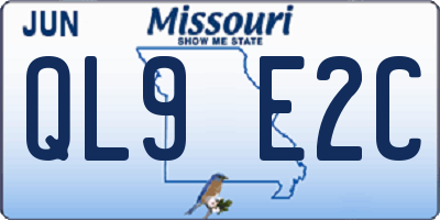 MO license plate QL9E2C