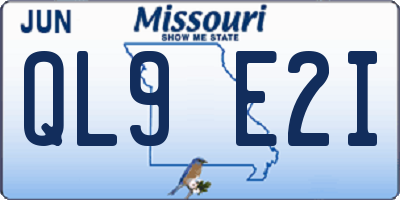 MO license plate QL9E2I