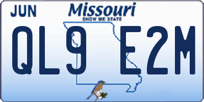 MO license plate QL9E2M