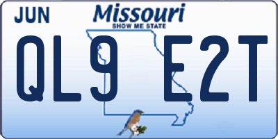 MO license plate QL9E2T