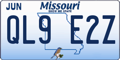MO license plate QL9E2Z