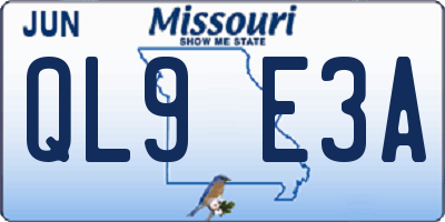 MO license plate QL9E3A
