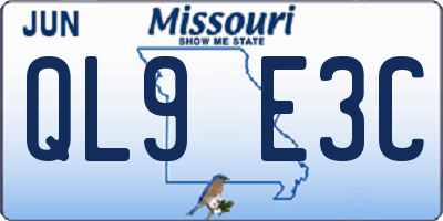MO license plate QL9E3C