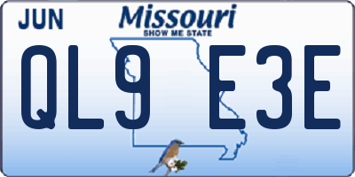 MO license plate QL9E3E