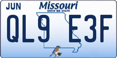 MO license plate QL9E3F