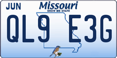 MO license plate QL9E3G