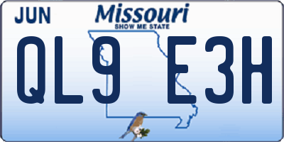 MO license plate QL9E3H