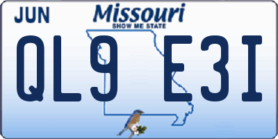 MO license plate QL9E3I