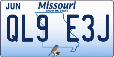MO license plate QL9E3J