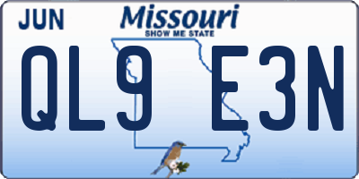MO license plate QL9E3N