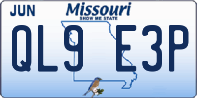MO license plate QL9E3P