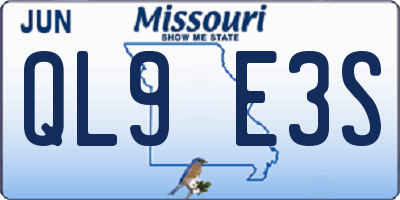 MO license plate QL9E3S