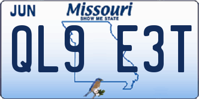 MO license plate QL9E3T