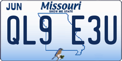 MO license plate QL9E3U