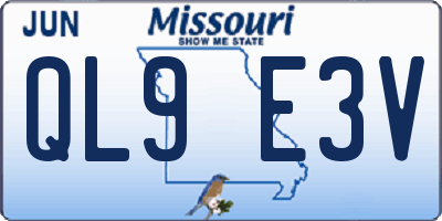 MO license plate QL9E3V