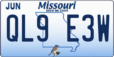 MO license plate QL9E3W