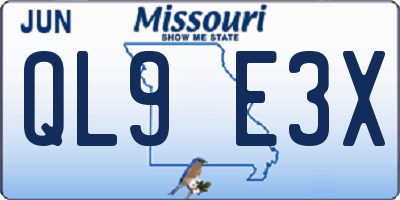 MO license plate QL9E3X