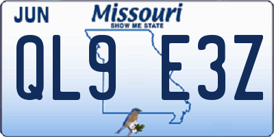MO license plate QL9E3Z