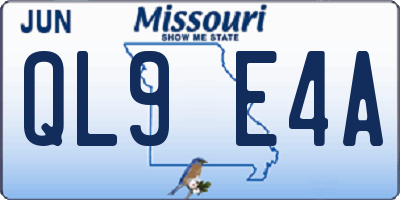 MO license plate QL9E4A