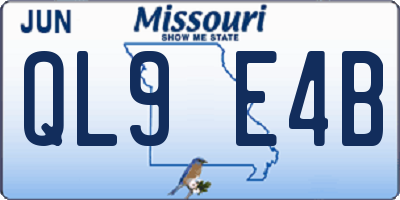 MO license plate QL9E4B