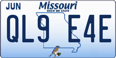 MO license plate QL9E4E