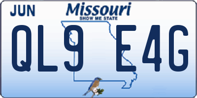 MO license plate QL9E4G