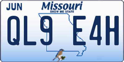 MO license plate QL9E4H