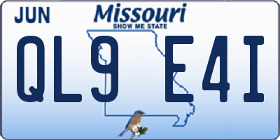MO license plate QL9E4I