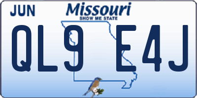 MO license plate QL9E4J