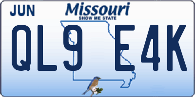 MO license plate QL9E4K