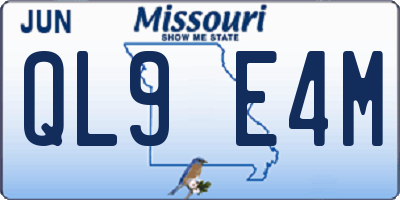 MO license plate QL9E4M