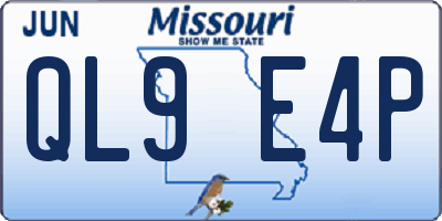MO license plate QL9E4P