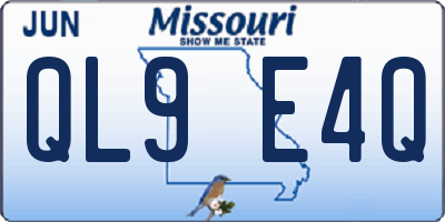 MO license plate QL9E4Q