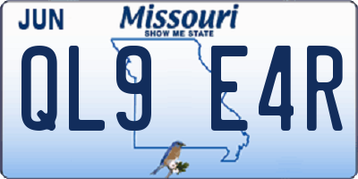 MO license plate QL9E4R