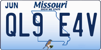 MO license plate QL9E4V