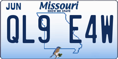 MO license plate QL9E4W