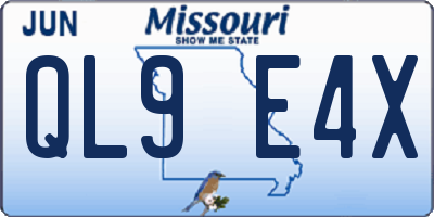 MO license plate QL9E4X