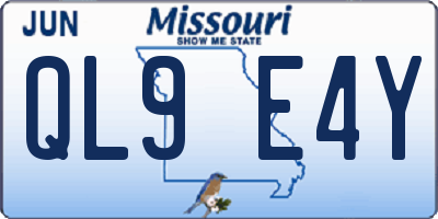 MO license plate QL9E4Y