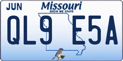 MO license plate QL9E5A