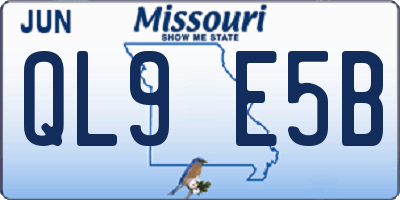MO license plate QL9E5B