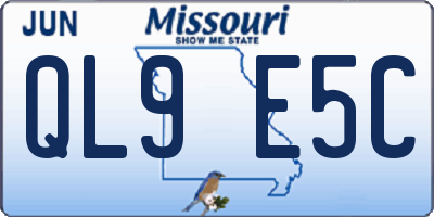 MO license plate QL9E5C